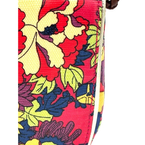 Sakroots Crossbody Saddle Bag Purse Red Multi Color Floral Magnetic Clasp Fold - Picture 9 of 16